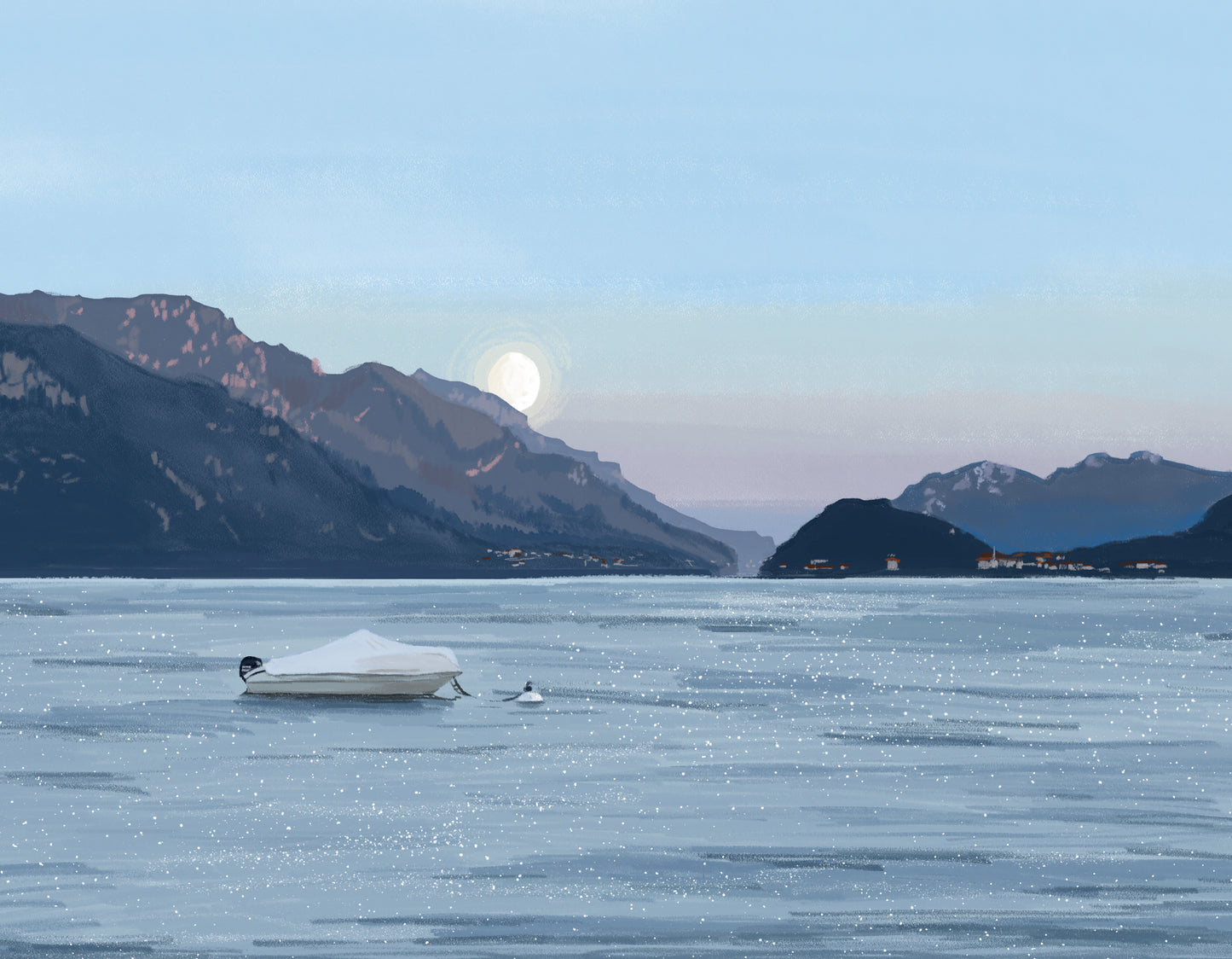 Moonrise on Lake Como, Italy