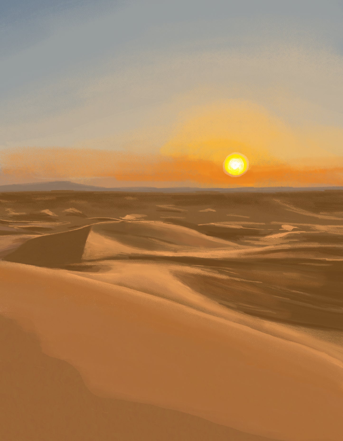 Sunset on the sand dunes